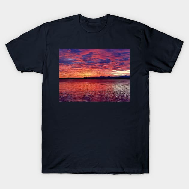 Red and Purple Pacific Northwest Sunset from the Edmonds Ferry T-Shirt by SeaChangeDesign